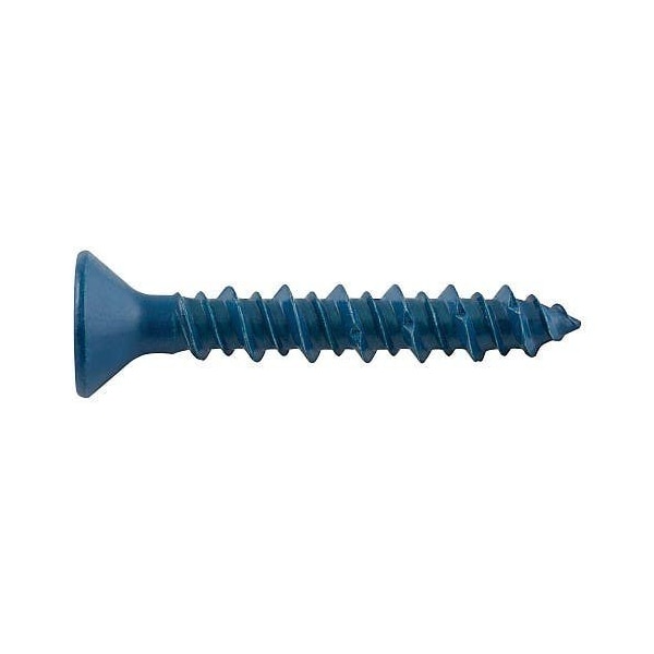 Concrete Screw Anchor, 1/4" Dia., Flat, 1-1/4" L, Carbon Steel Stalgard Blue, 2500 PK